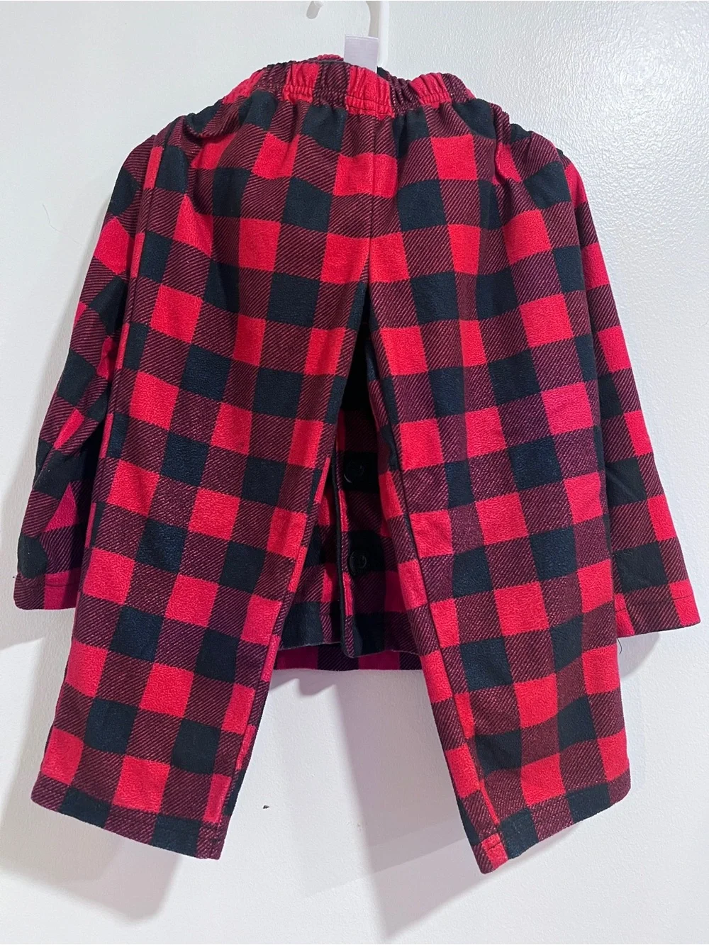 Carter's Toddler 3T Red & Black Buffalo Check Plaid Santa Pocket Pajama Set GUC